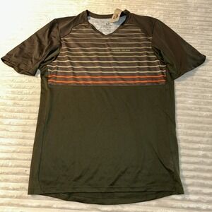 Pearl Izumi Green Striped Cycling Short Sleeve Mesh Pullover Shirt Men's Size XL